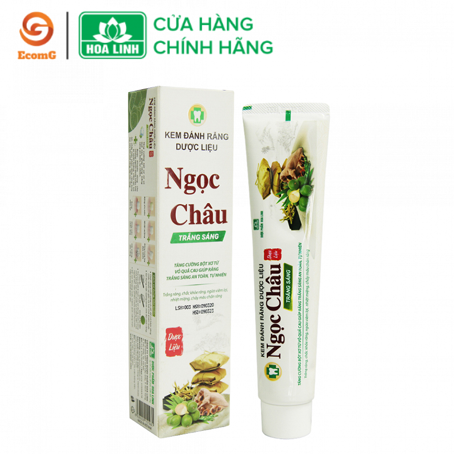 Kem đánh răng dược liệu Ngọc Châu  trắng sáng tuýp 100 grm- NC3-01, làm trắng răng, xuất xứ Việt Nam