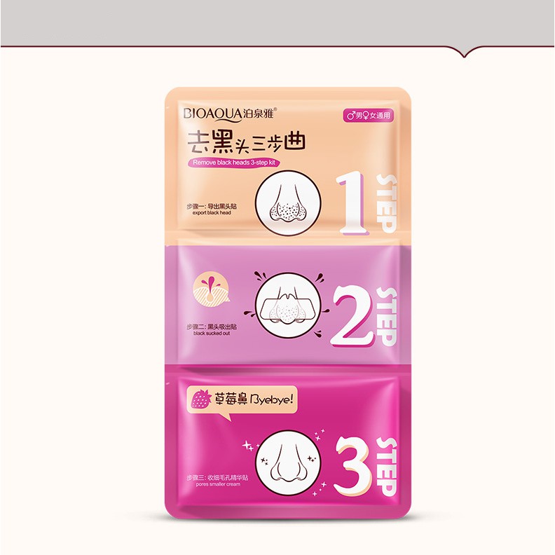 Mặt Nạ Lột Mụn Mũi Remove Black Heads 3 Step Kit của Bioaqua