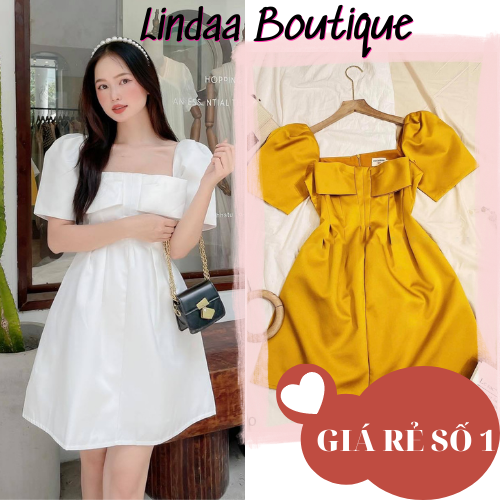 ĐẦM DỰ TIỆC CỔ VUÔNG NƠ NGỰC LEXIN DRESS