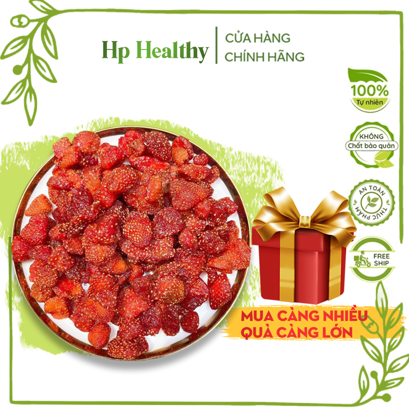 Dâu Tây Sấy Đà Lạt Dried Fruits Strawberry Organic Hp Healthy 500G bánh kẹo đồ ăn vặt mùa Tết mứt Têt khoa học có giấy VS ATTP