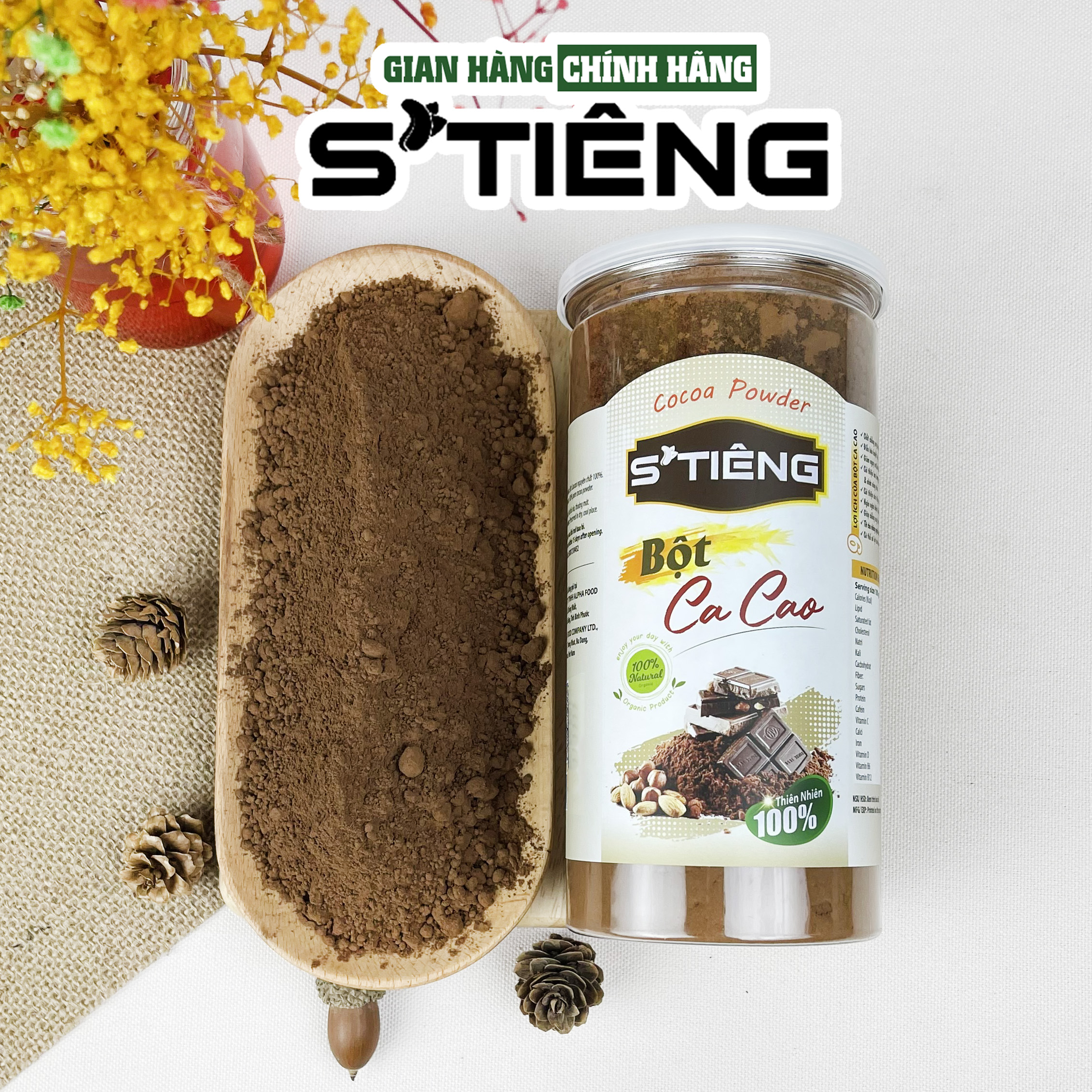Bột cacao nguyên chất cao cấp stiêng không đường hộp 500gr