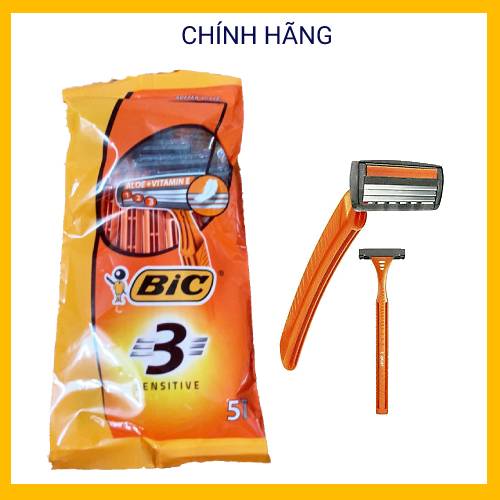 [CHÍNH HÃNG] 5 cây dao cạo râu BIC 3 lưỡi - gói 5 cây