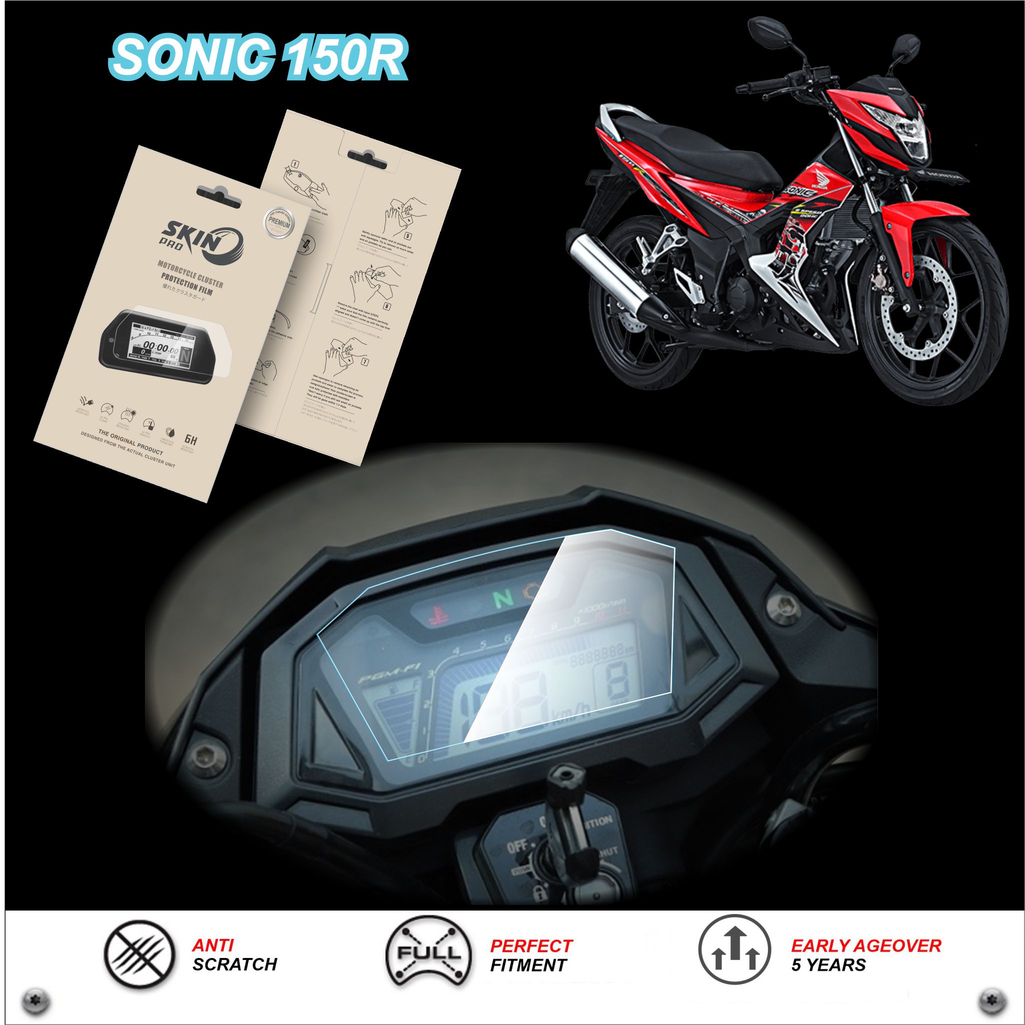 Miếng dán PPF bảo vệ mặt đồng hồ SONIC 150R - HONDA SONIC 150 150R