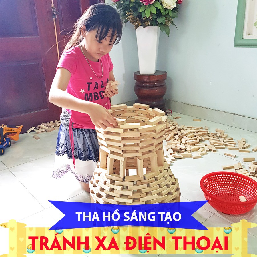 1KG thanh đồ chơi Gỗ thanh Xếp hình- Rút gỗ - Domino