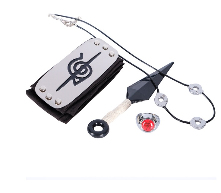 combo 4 món Itachi kunai mini 13cm + băng trán + nhẫn + dây chuyền - Naruto - Baystore