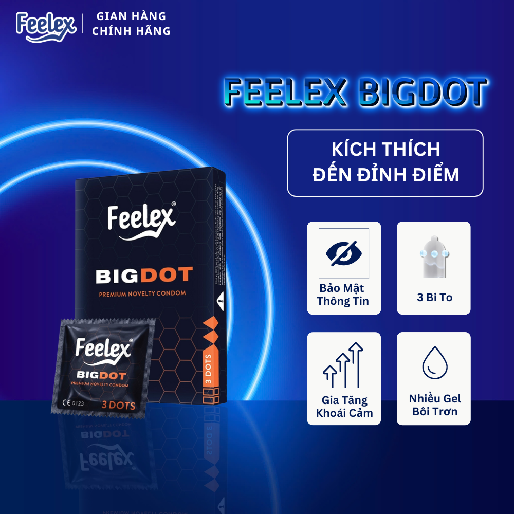  Bao cao su gai to Feelex Bigdot có 3 bi lớn nhiều gel bôi trơn - Hộp 1 chiếc 