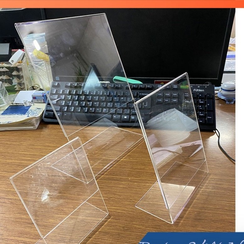 Bộ 5 Kệ menu mica để bàn kích thước khổ A5 đứng, uốn chân chữ L