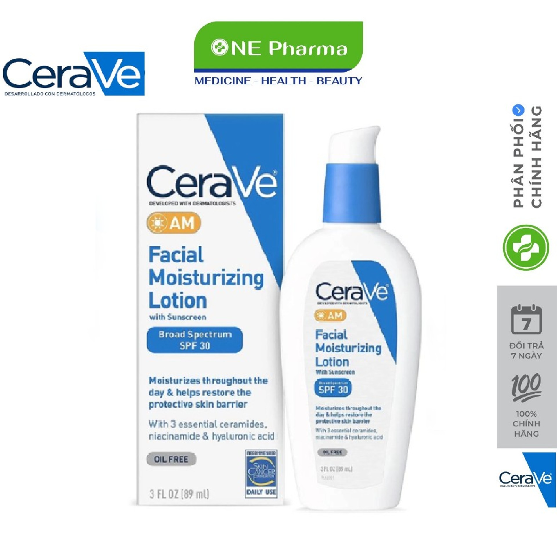  Kem dưỡng ẩm cả ngày CeraVe Facial Moisturizing Lotion AM SPF 30 89ml 