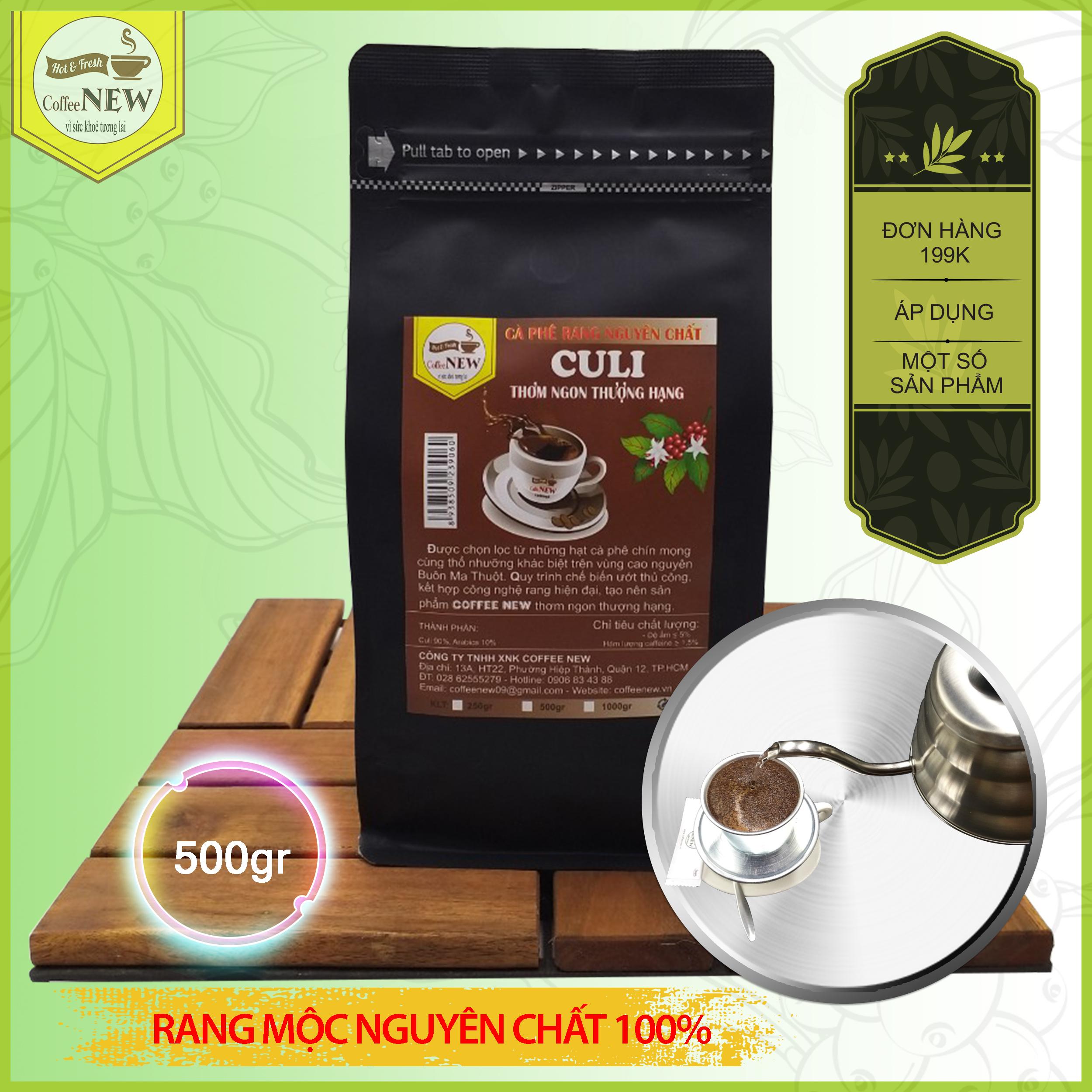 500g Cafe CULI Hảo Hạng - Rang Mộc Nguyên Chất  - Hương Thơm Nồng - Thể Chất Mạnh - Hậu Đậm - Vị Đắng - Coffee New