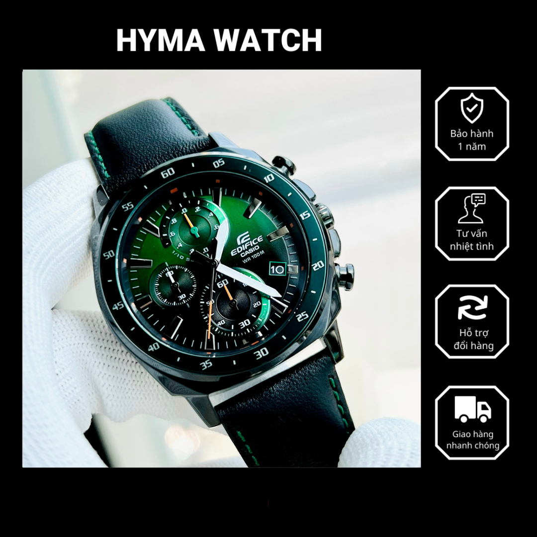 Đồng hồ nam casio edifice efv 600cl-3a xanh lá chống nước 100m bảo hành 5 năm hyma watch