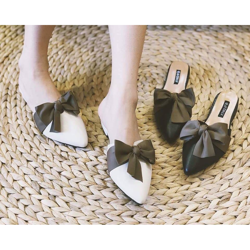 Giày sục nữ thắt nơ siêu xinh