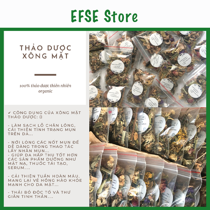 Thảo dược xông mặt gói nhỏ tiện dụng - Thảo dược xông mặt thải độc tố, sạch da, sáng da, giảm mụn