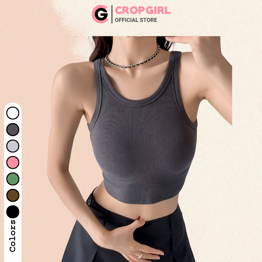 Áo ba lỗ nữ trơn nhiều màu CROPGIRL- Áo croptop sát nách ôm body cực tôn eo chất thun gân co giãn tốt