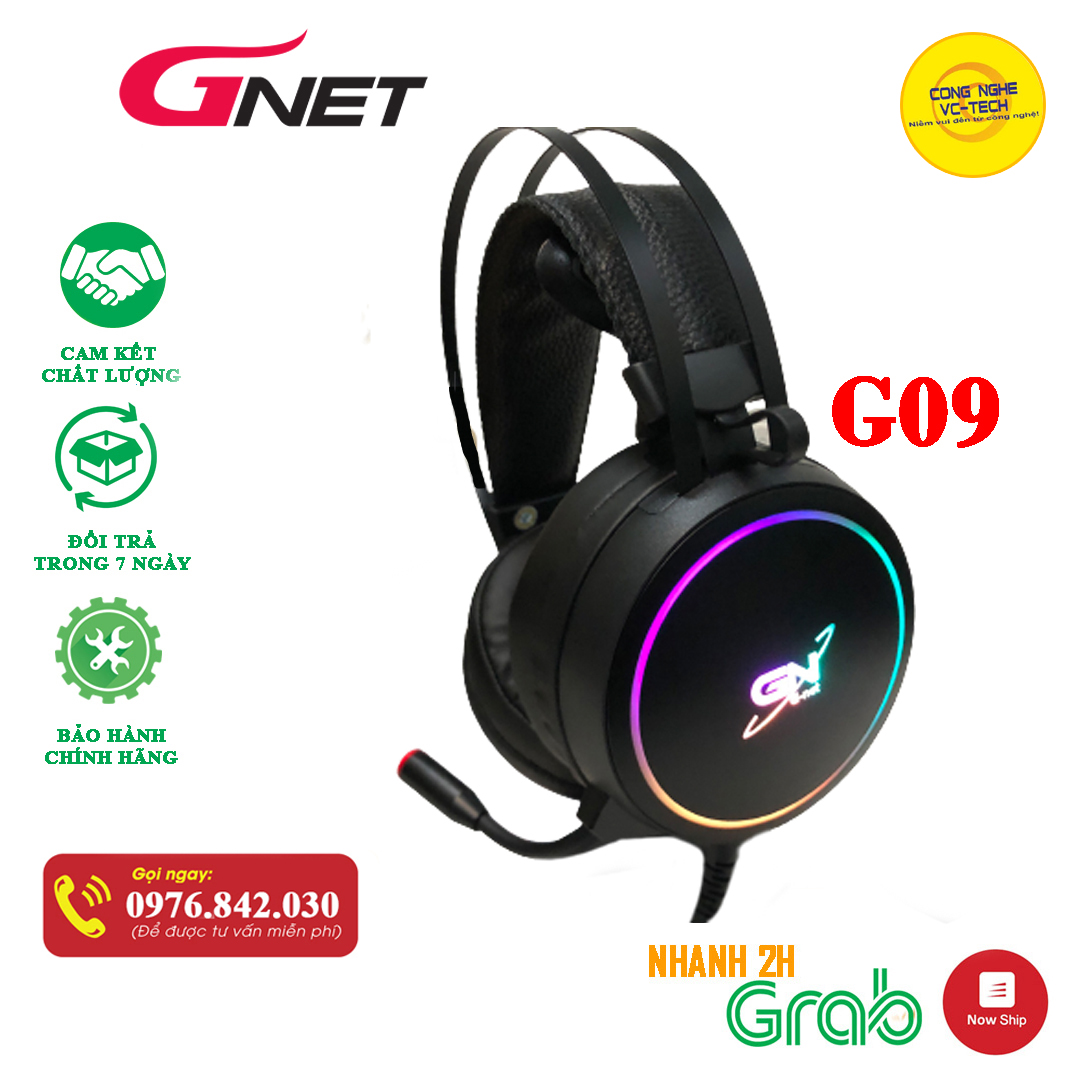 Tai nghe gaming g-net h09 rgb 7.1 i gaming headphone gnet g09 rgb led 7.1 i bảo hành 12 tháng chính hãng