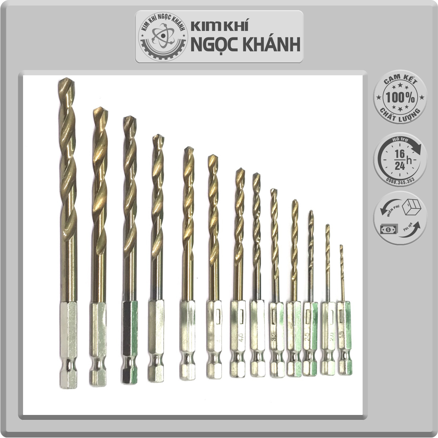 Bộ 13 Mũi Khoan Thép Gió Bọc Ti Tan Chân Lục Giác