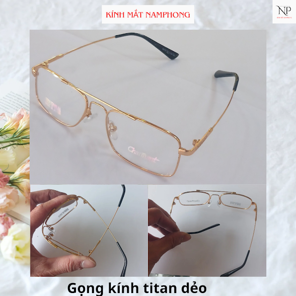 gọng dẻo[charmant ]titanium 2 cầu dáng vuông