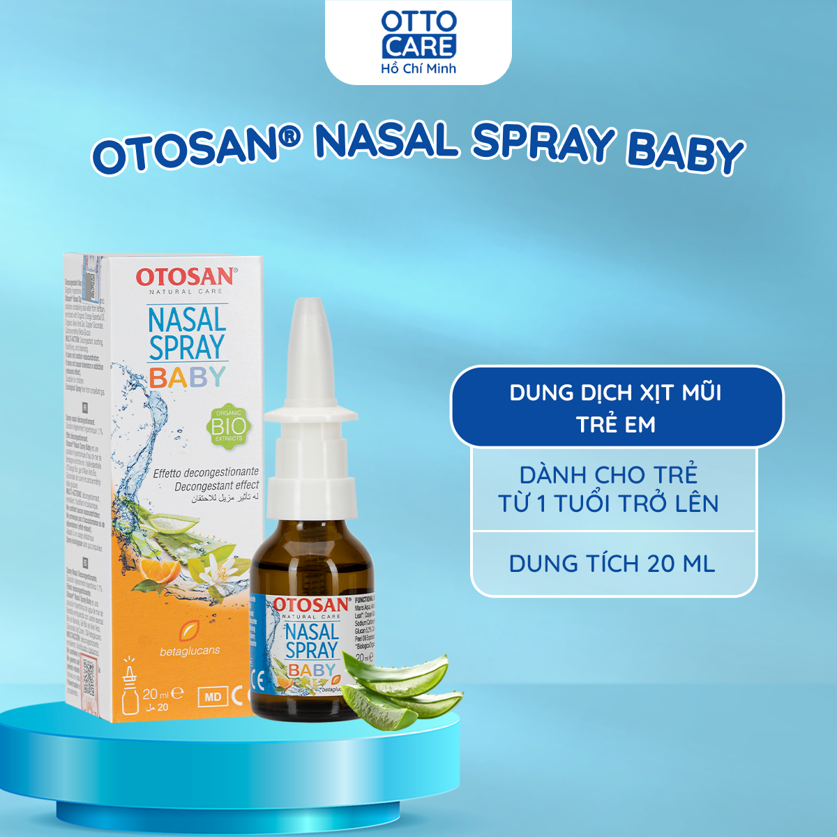 Xịt Mũi Otosan Baby 20ml Cho Bé Từ 1 Tuổi - Làm Sạch Khoang Mũi, Hỗ Trợ Giảm Nghẹt Mũi