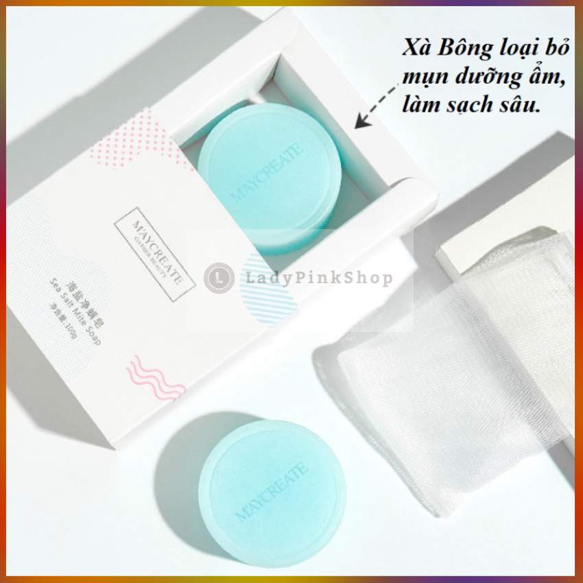 Xà Bông Tắm Đa Năng Toàn Thân Thay Thế Được Sữa Rửa Mặt Tinh Chất Muối Biển Sâu Maycreate 100g.