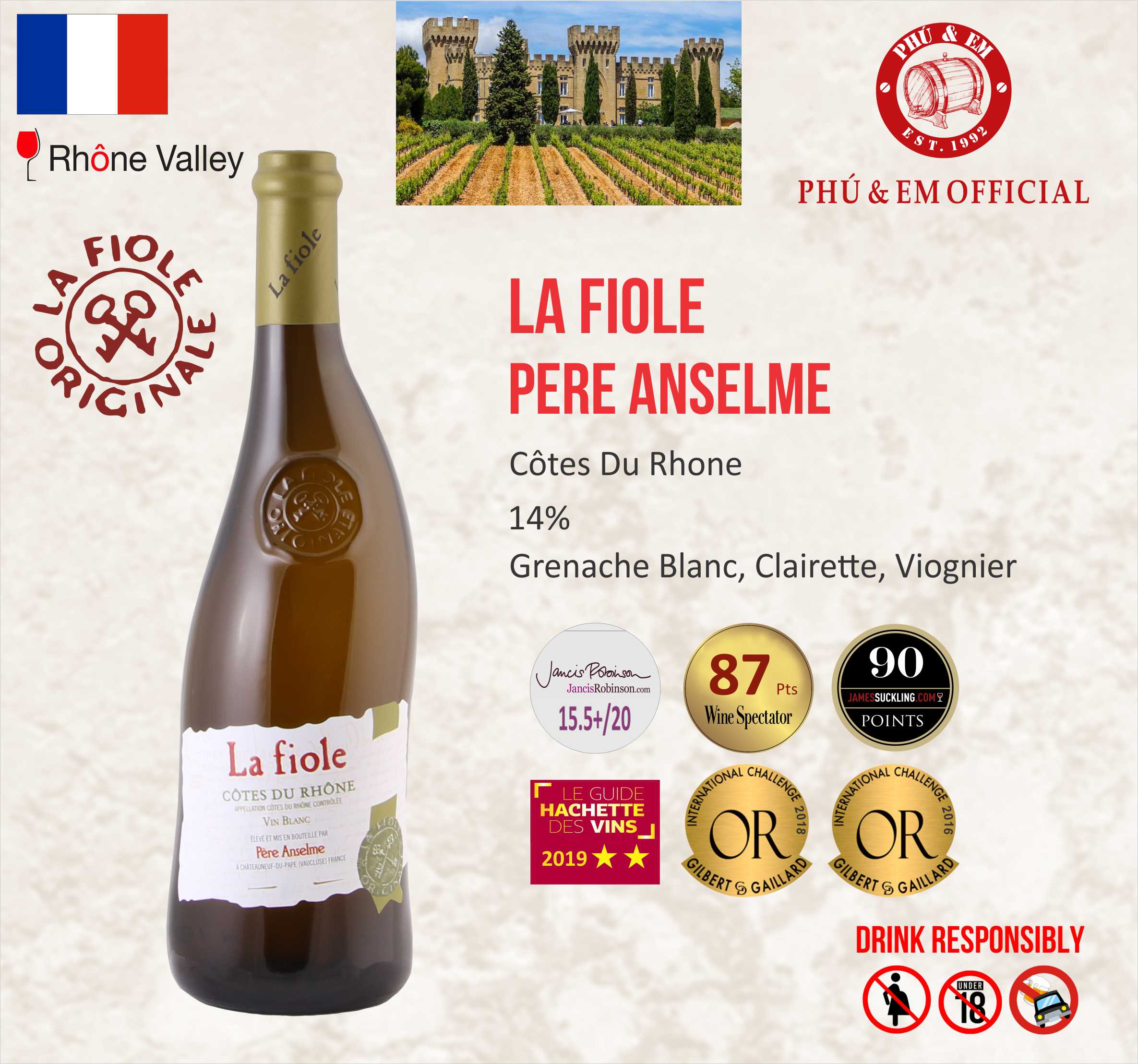 [CHƯƠNG TRÌNH THÁNG TÁM] Rượu Vang Trắng Pháp La Fiole (Special Bottle)