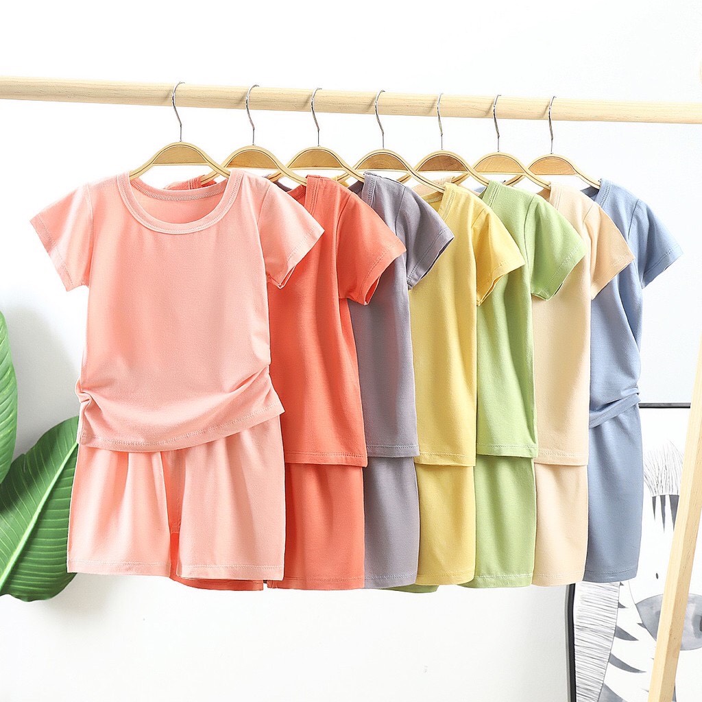 [HCM]COMBO 4 bộ đồ trơn tay ngắn cho bé trai bé gái bộ đồ vải cotton mịn mát - ảnh thật