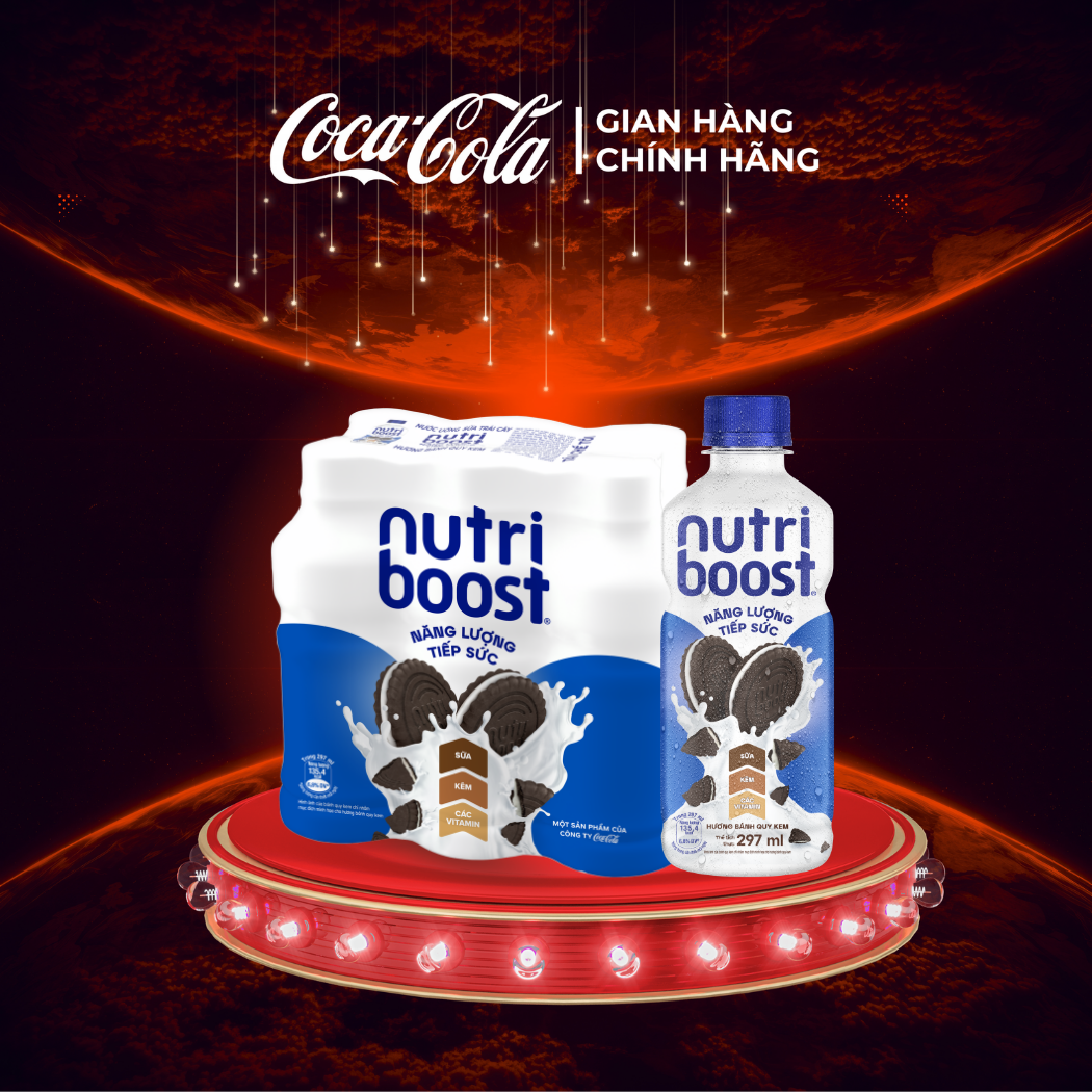 [SIÊU SALE ] Lốc 6 Chai Thực phẩm bổ sung Nước uống sữa trái cây Nutriboost hương bánh quy kem 297ml/Chai Sale 10.10 Coca-Cola Chính Hãng_LD