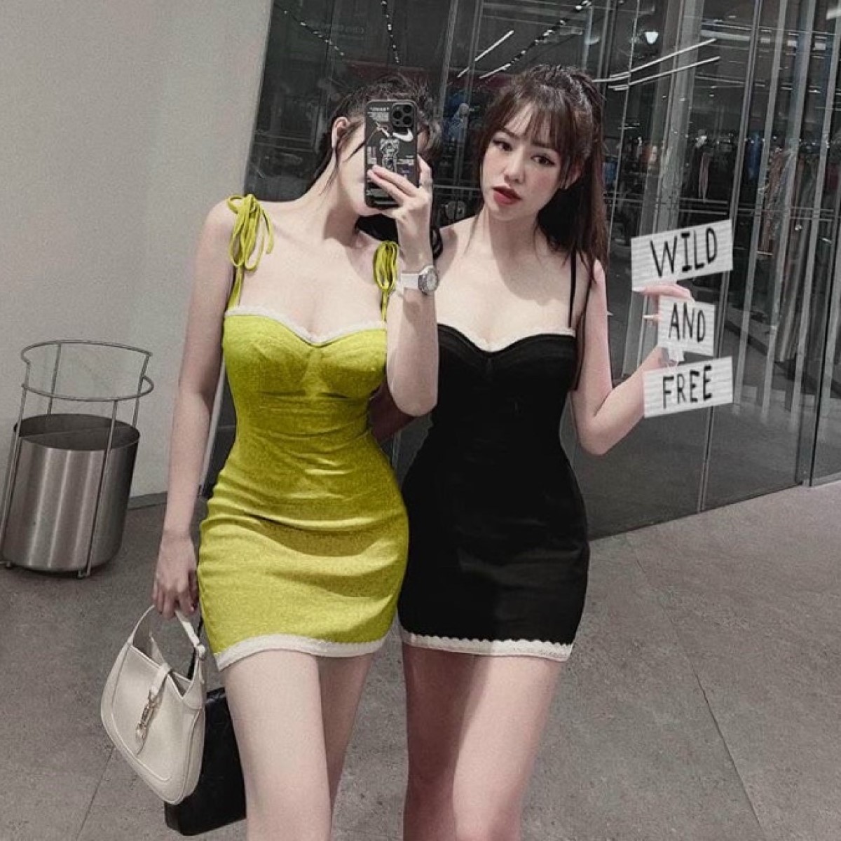 Đầm body nữ dây xốp phối ren xinh xinh