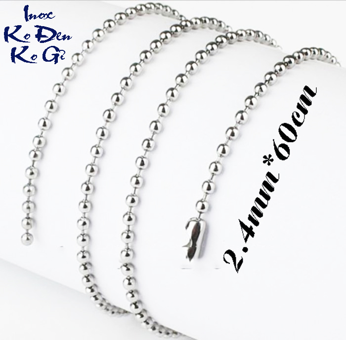 [HCM]Dây chuyền kiểu bi 2.4 mm màu trắng đẹp không đen không gỉ hợp thời trang