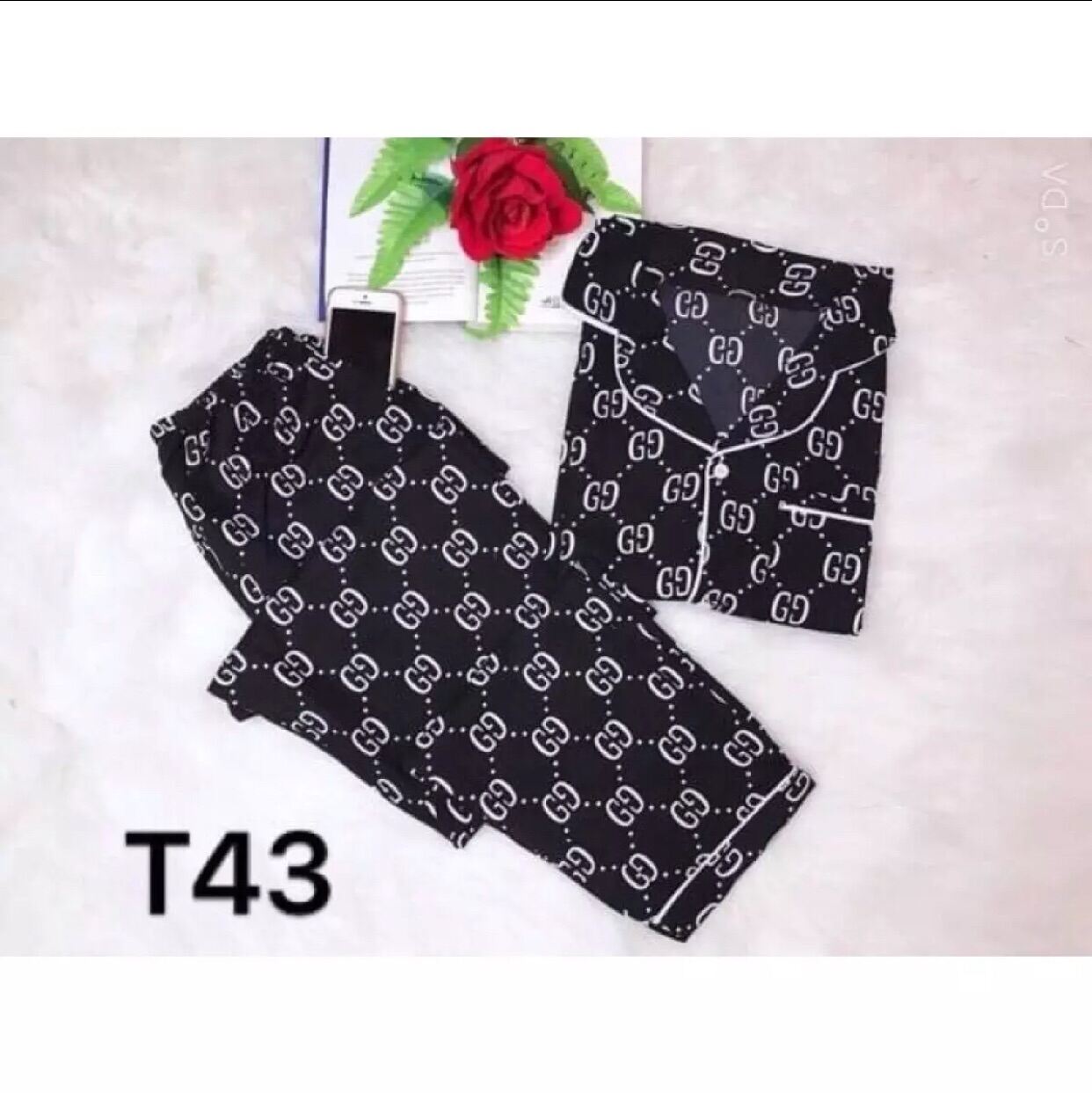 Bộ ngủ pijama gucci nam nữ tay dài quần dài chất kate thái - Bộ mặc nhà - Bộ ngủ- Đồ ngủ xinh