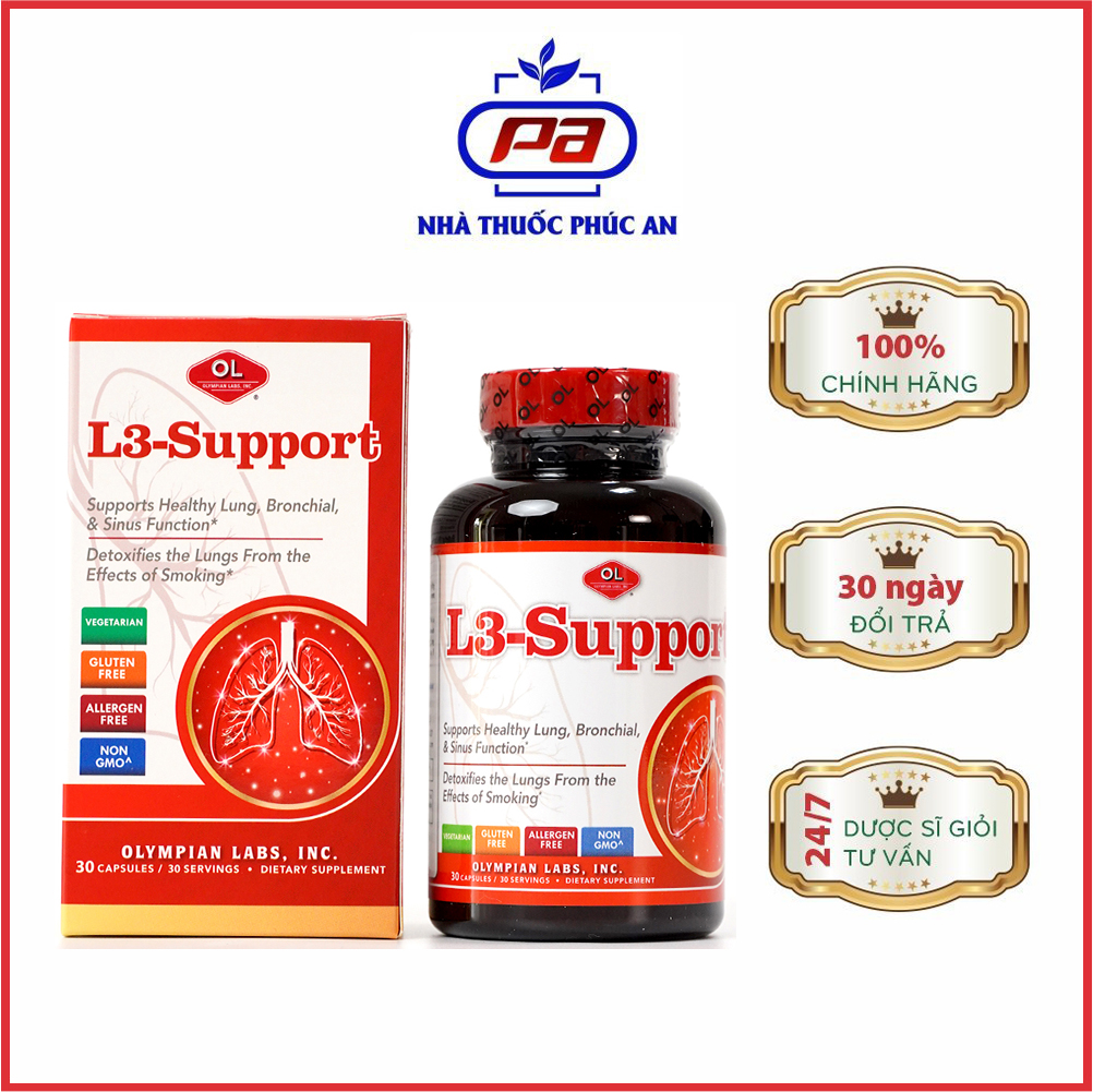 Viên uống bổ phổi, thải độc phổi, hỗ trợ viêm xoang l3 - support olympian labs mỹ 30 viên