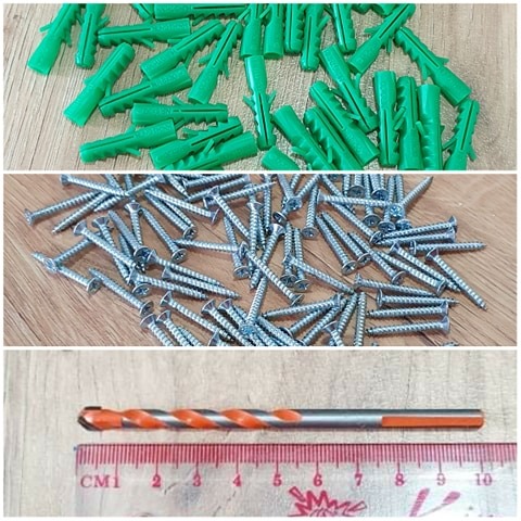 [HCM]Set Công Cụ Gồm 1 Mũi Khoan 6 Ly + 50 Vít Đầu Bằng 4Ly + 50 Tắc Kê Râu 6 Ly