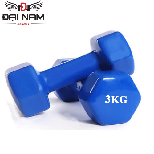 Bộ Cặp Tạ Tay 3kg Bọc Cao Su Trơn Nhập Khẩu Đại Nam Sport (Tổng 6kg)