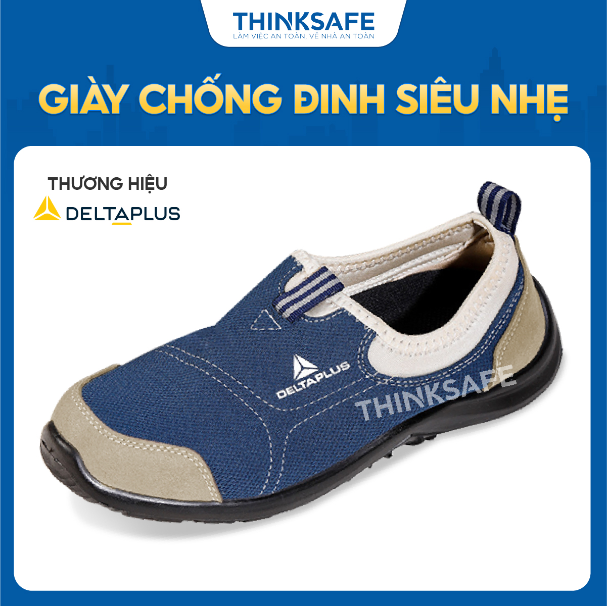 Giày bảo hộ lao động không dây Deltaplus Miami giày bảo hộ dạng xỏ tiện dụng, chống đinh, kiểu dáng thời trang, giày công trình chính hãng