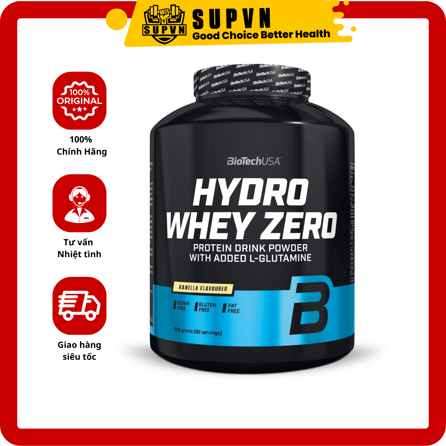 Hydro Whey Zero 82 serving (4lbs) - Sữa tăng cơ bắp tinh khiết Whey Protein Hydro Zero Biotech Usa