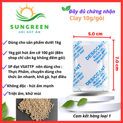 [HCM] 500Gr gói hút ẩm Clay Desiccant - (50 Gói) Loại 10 gram/gói - Đất sét hoạt tính