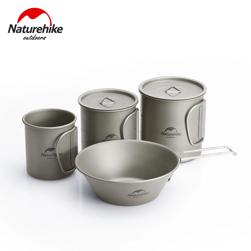 Ly nấu dã ngoại naturehike titanium 20cj nh20cj005 300ml ɸ7.7cm | 450ml ɸ8.7cm | nh20cj004 300ml ɸ12.6cm