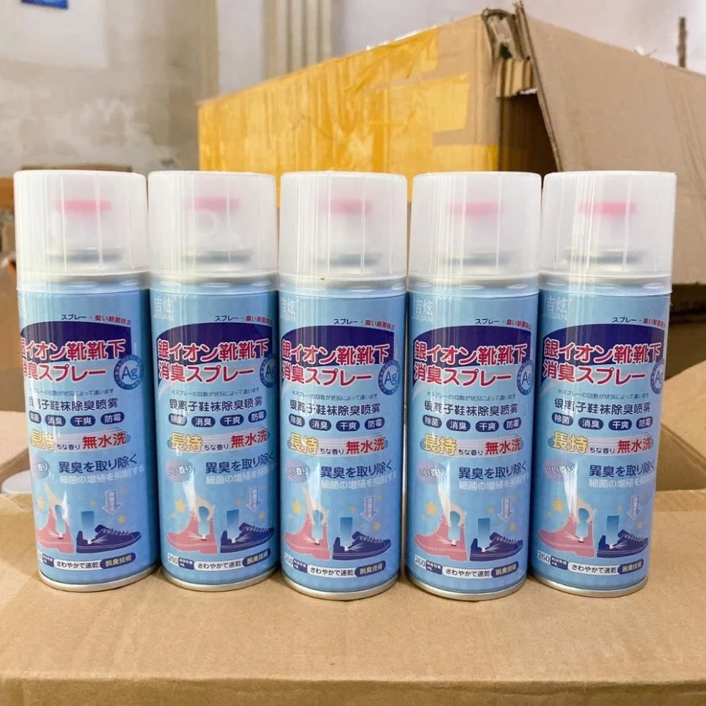  COMBO 5 Chai xịt Khử Mùi Giày Nano Bạc Diệt Khuẩn Ngăn Ngừa Hôi Chân Lưu Hương 24h Hương Chanh - Đào 