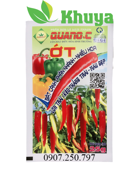 Phân bón lá Arrow Quano-C Ớt 25gr Bật cành - Phân nhánh - Nhiều hoa