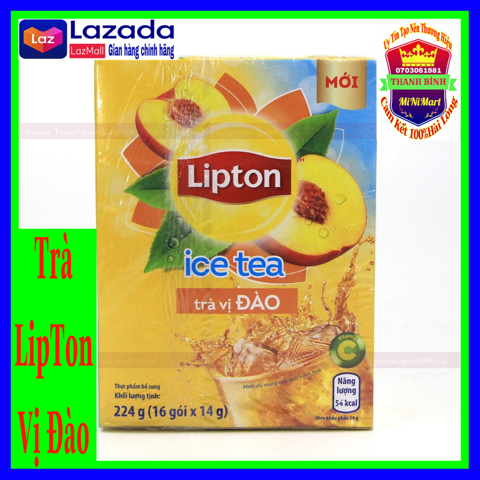 Trà lipton ice tea vị chanh mật ong - đào 224g