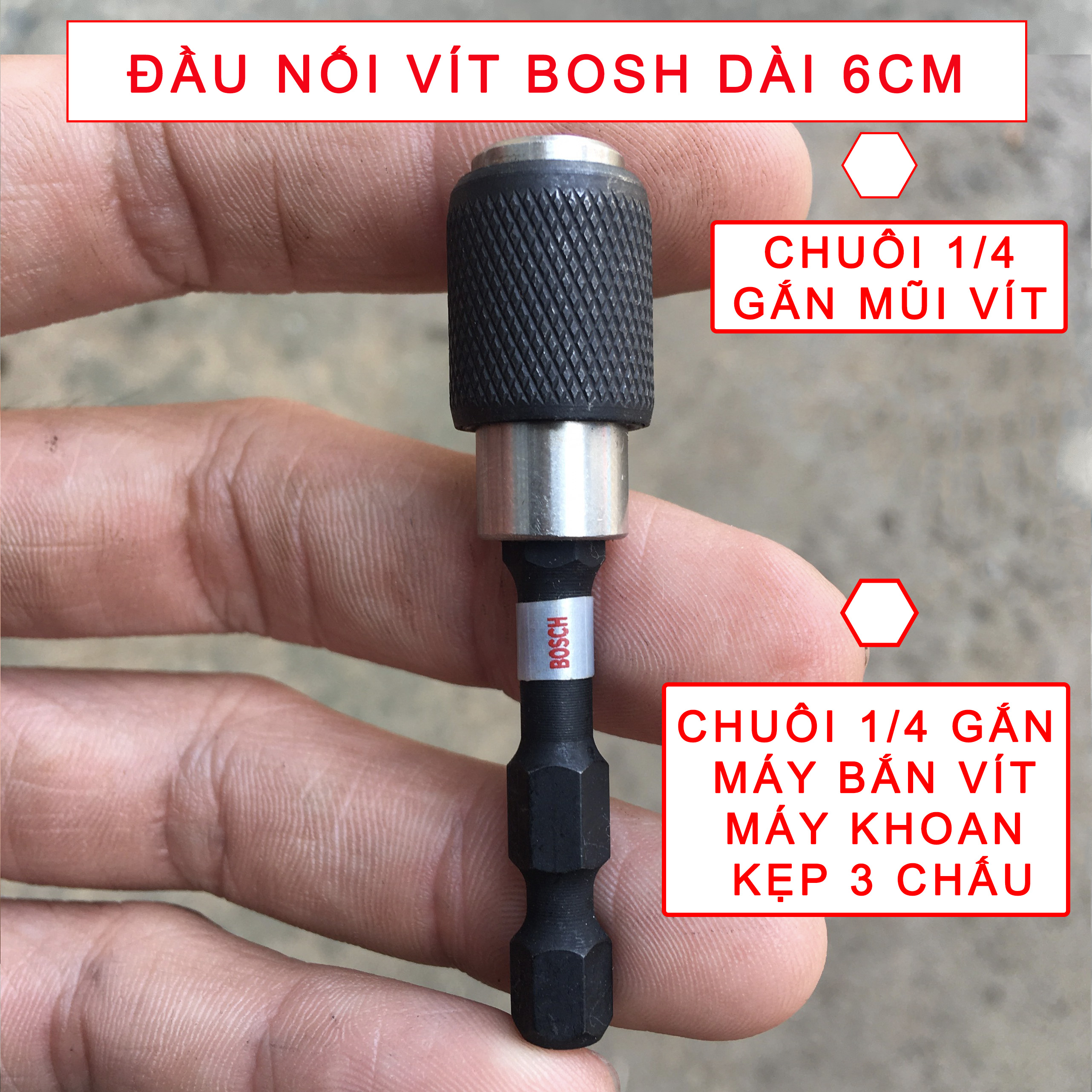 Đầu nối mũi vít nhanh bosh - dài 6cm