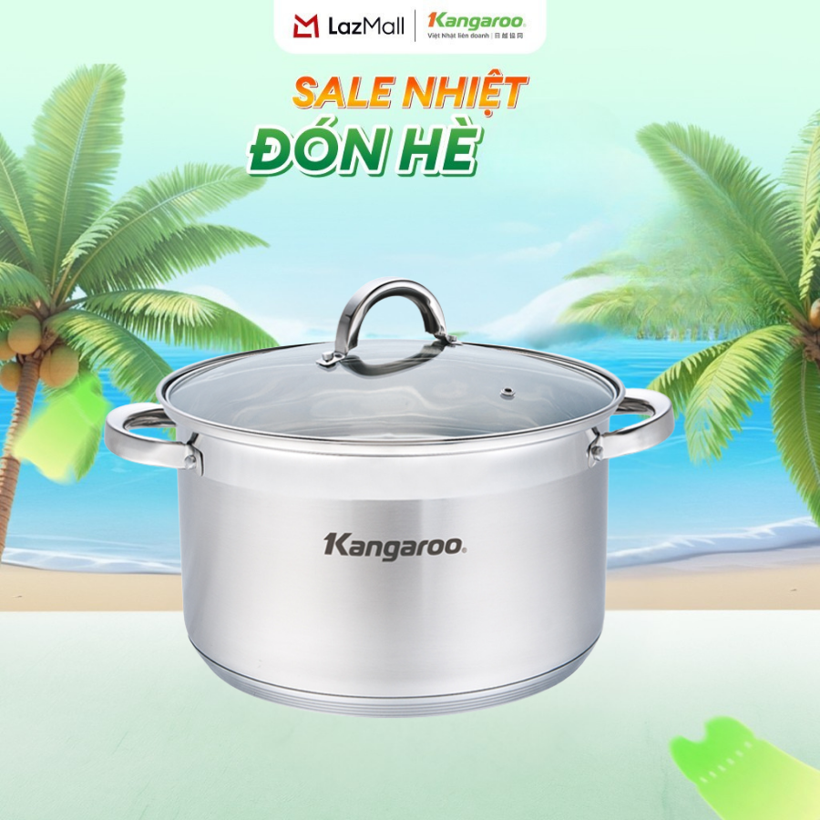 Nồi inox đơn 20cm Kangaroo KG876S - Đáy 5 lớp - Hàng chính hãng