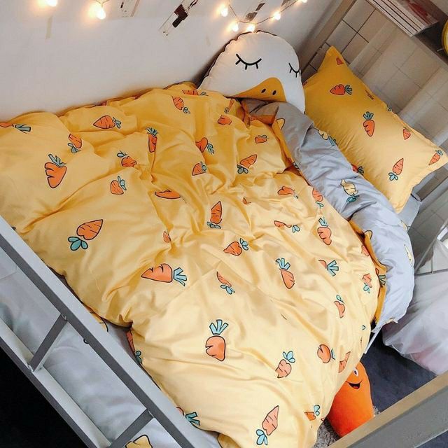 Cotton Poly Bộ Chăn Ga Gối Cà Rốt Vàng Bạc Bộ Chăn Ga Gối Cao Cấp Nhập Khẩu 5 Món, 4 Món Bộ Sản Phẩm Chăn Ga Gối Nệm Nhiều Kích Thước Dùng 4 Mùa Gồm 1 Ga, 1 Vỏ Chăn, 02 Vỏ Gối (Có Lựa Chọn Mua Thêm Vỏ Gối Ôm)