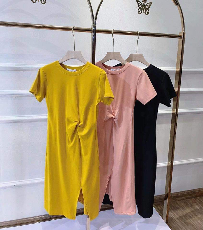 Sale xả đầm thun cotton trơn nữ