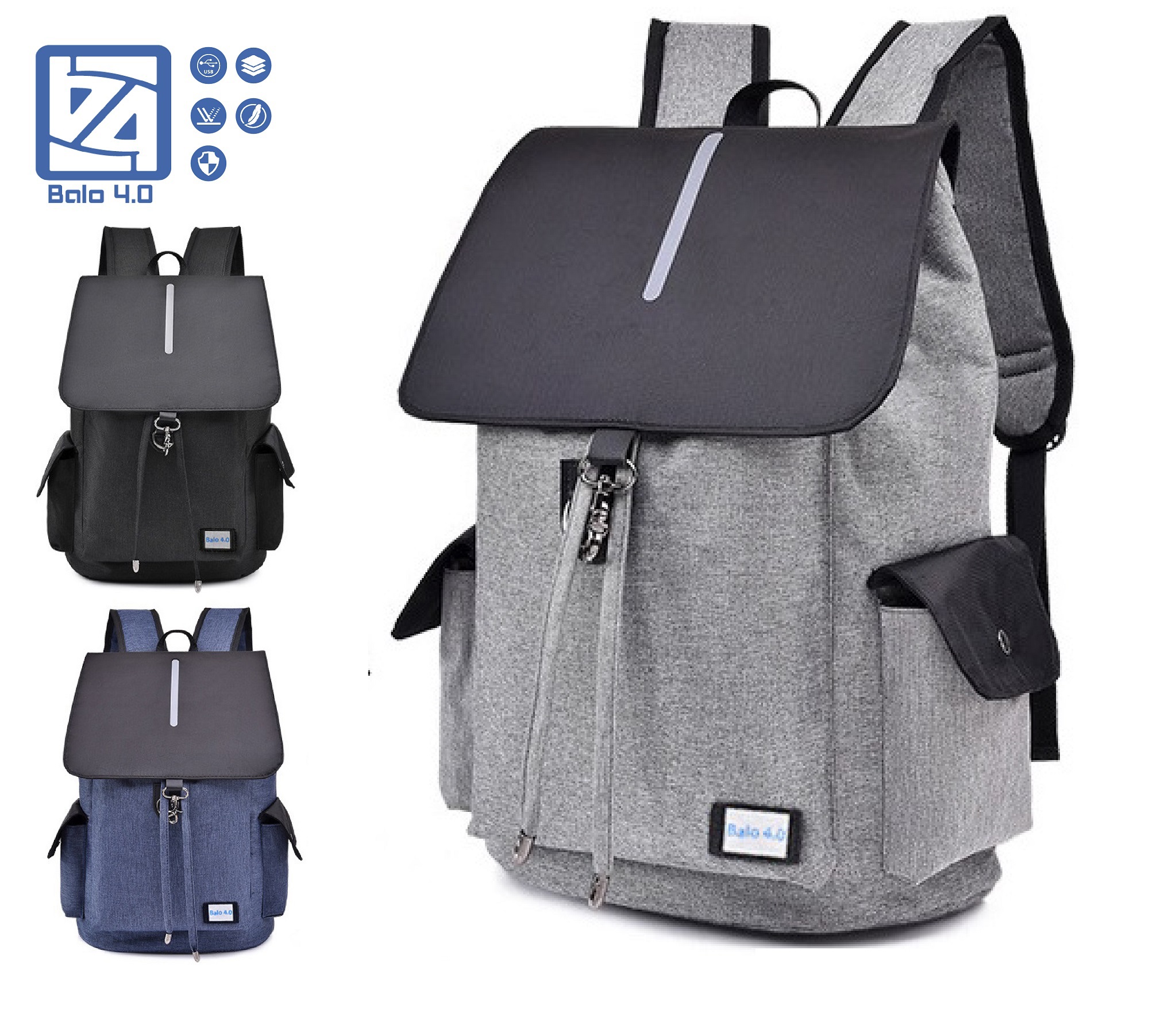 Balo nam nữ, balo học sinh, cặp học sinh đi học, balo ulzzang, ba lô nam nữ, balo đi học cao cấp siêu nhẹ, phản quang UNS BALO4.0