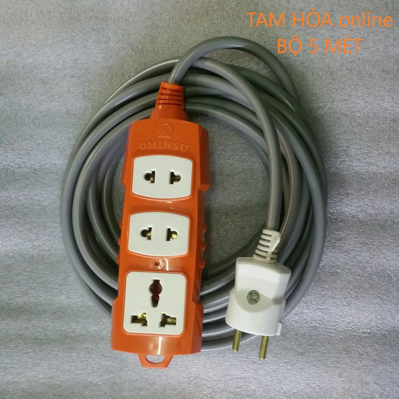 Ổ cắm siêu tải 3 cửa có dây OMINSU _ Dây Daphaco FA 2x2,5 dài 5 mét