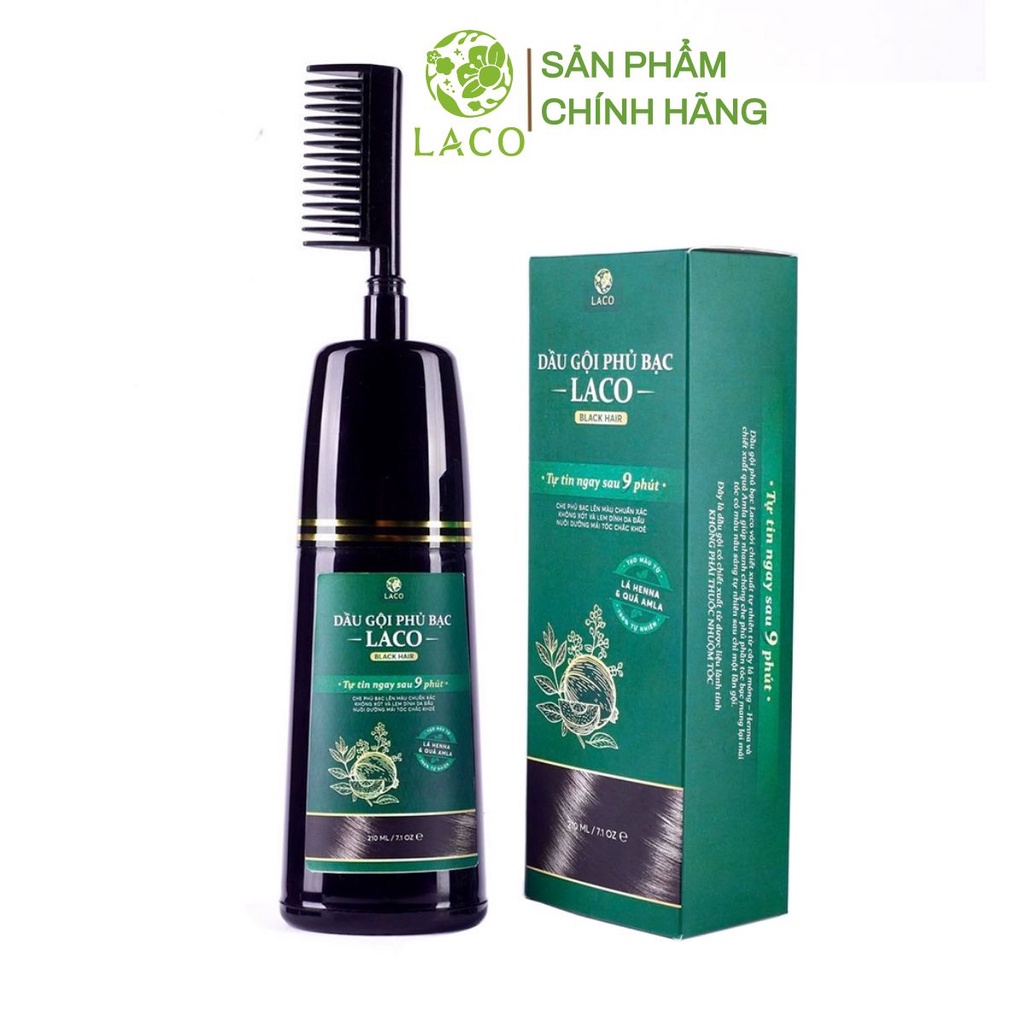 Dầu gội phủ bạc thảo dược laco black hair 200ml - gội là đen sau 1 lần gội chỉ 9 phút tại nhà