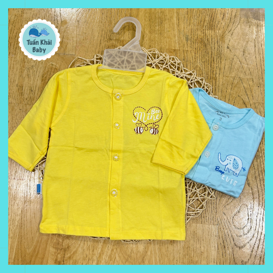 Túi 2 cái áo sơ sinh tay dài màu thái hà thịnh - có 5 size cho bé sơ sinh -12kg