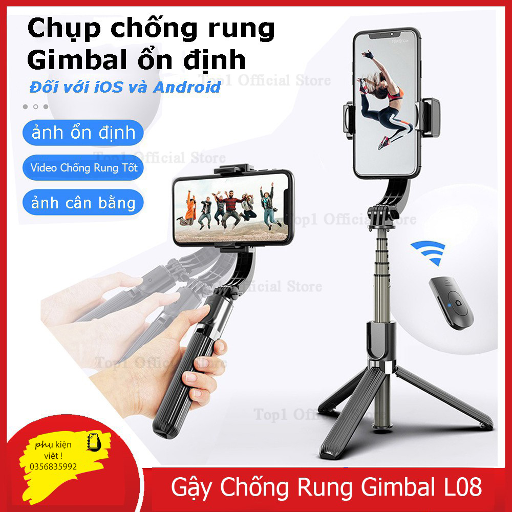 [HCM]Gimbal - gậy chống rung cho máy ảnh Gậy chống rung Gimbal L08 loại tốt nhất Kết hợp gậy chống rung + gậy chụp ảnh