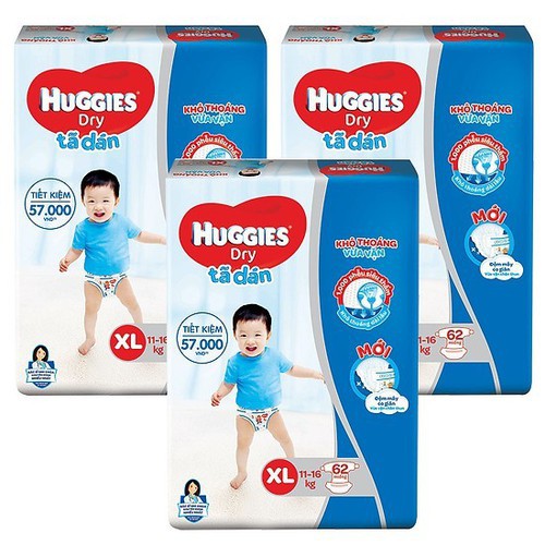 Bỉm - Tã dán Huggies Super Jumbo M (76 Miếng), L (68 Miếng), XL (62 Miếng), XXL (56 Miếng)