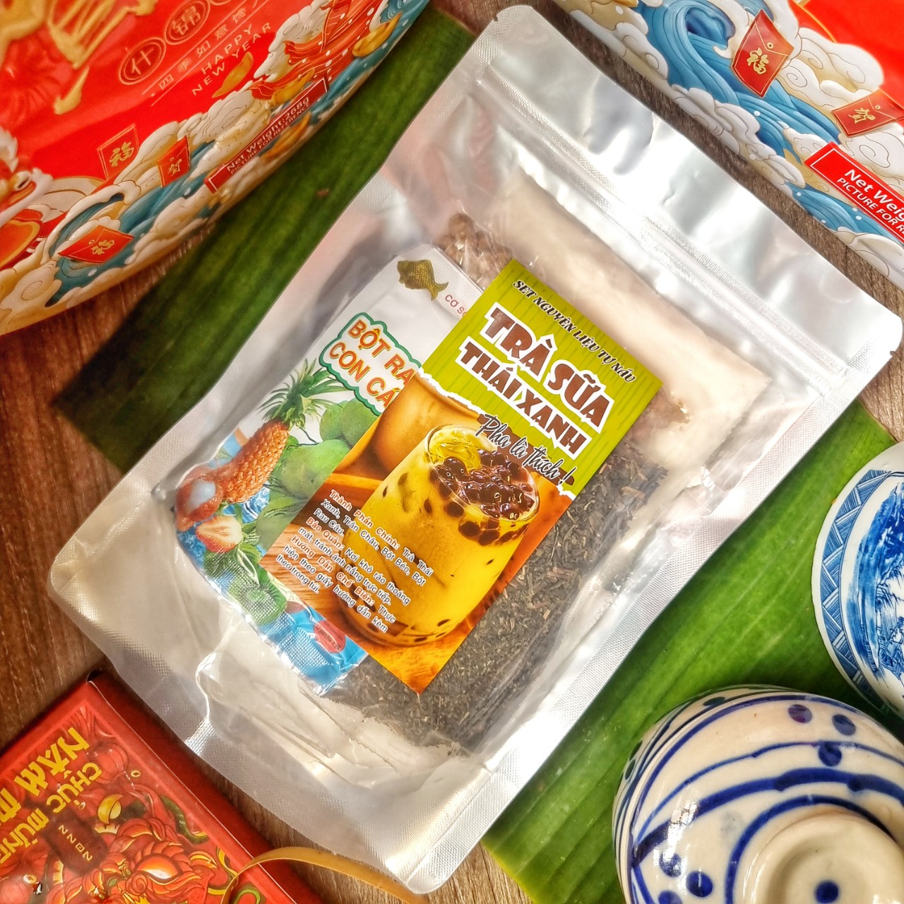 Set trà sữa thái xanh đầy đủ nguyên liệu nấu 2,5 – 3 lít khoảng 12 – 15 ly