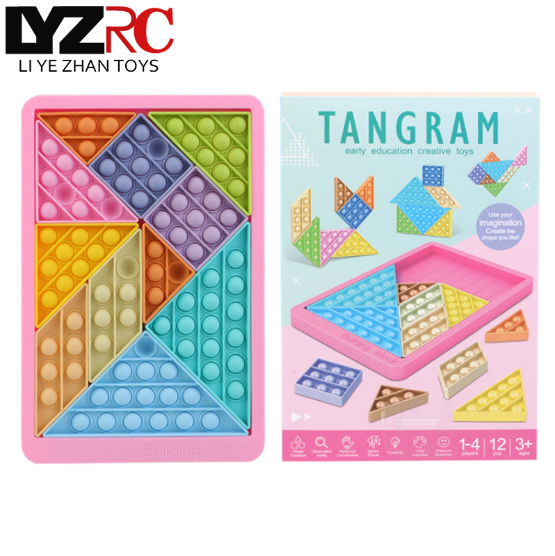Lyzrc đồ chơi ghép hình tangram tiên phong diệt chuột mẫu mới ghép hình silicon tự làm sáng tạo nhiều hình dạng hình học